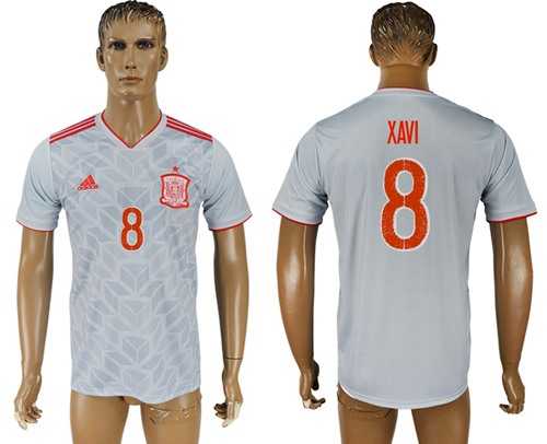 Spain #8 Xavi Away Soccer Country Jersey