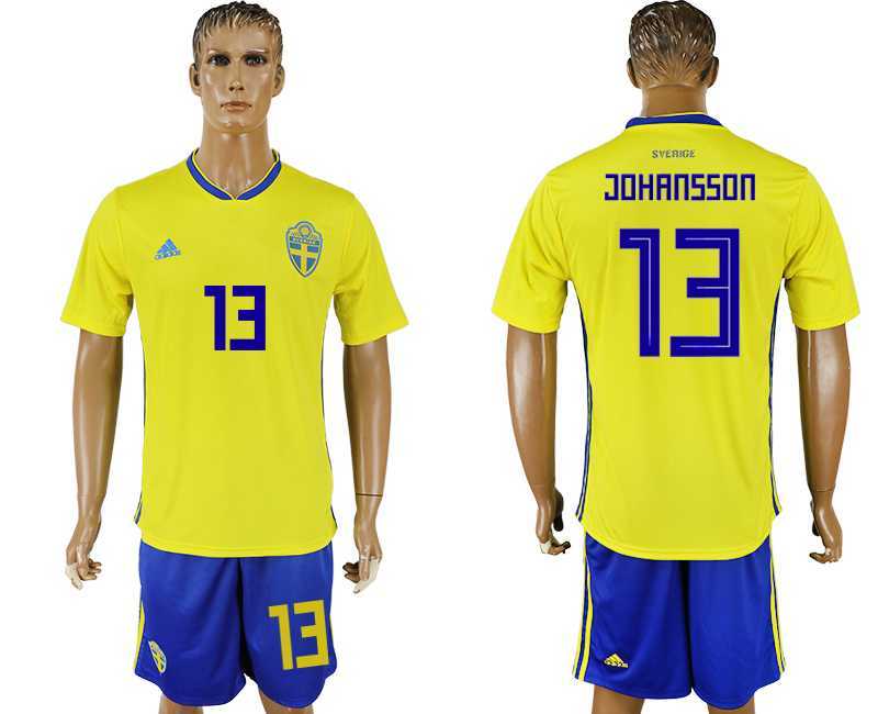 Sweden #13 JOHANSSON Home 2018 FIFA World Cup Soccer Jersey