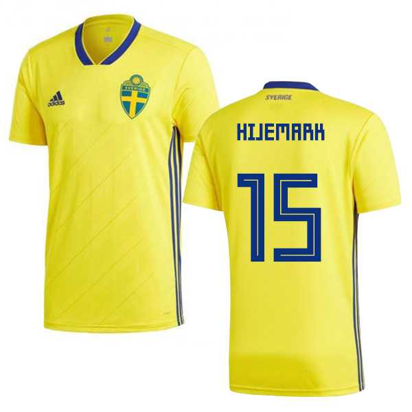Sweden #15 Hijemark Home Kid Soccer Country Jersey