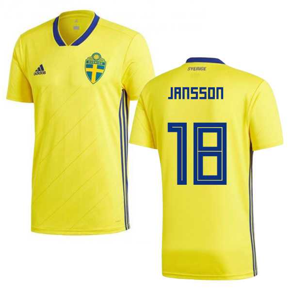 Sweden #18 Jansson Home Soccer Country Jersey