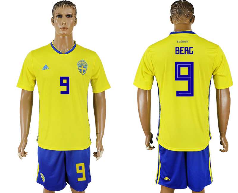 Sweden #9 BERG Home 2018 FIFA World Cup Soccer Jersey