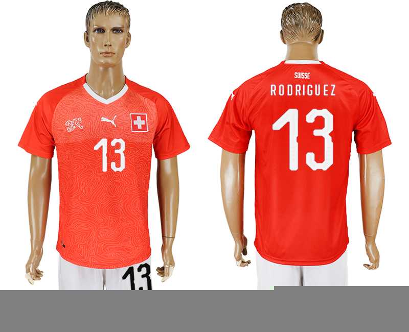 Switzerland #13 RODRIGUEZ Home 2018 FIFA World Cup Soccer Jersey