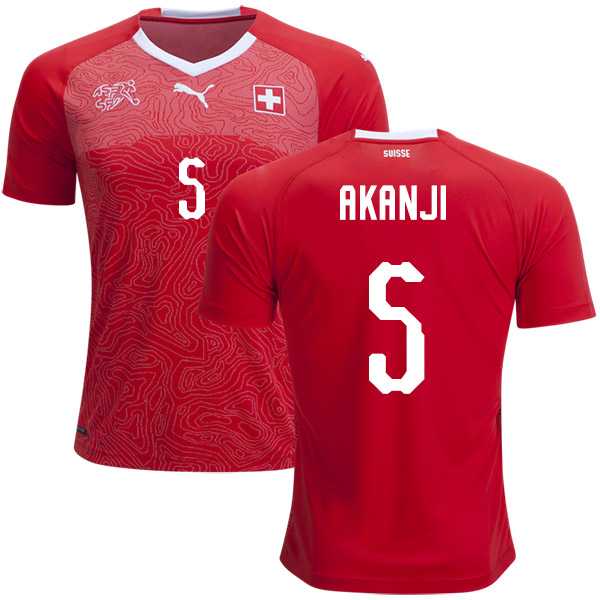 Switzerland #5 Akanji Home Soccer Country Jersey