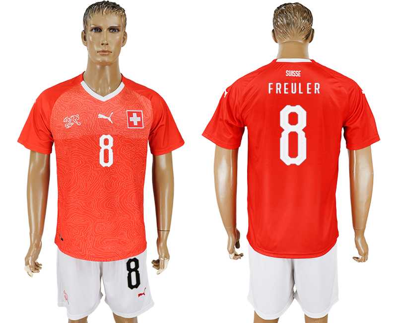 Switzerland #8 FREULER Home 2018 FIFA World Cup Soccer Jersey