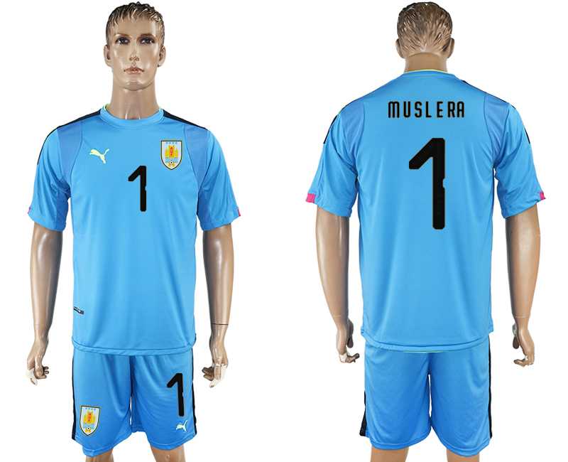 Uruguay #1 MUSLERA Lake Blue Goalkeeper 2018 FIFA World Cup Soccer Jersey