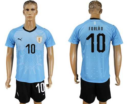 Uruguay #10 Forlan Home Soccer Country Jersey