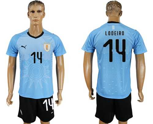 Uruguay #14 Lodeiro Home Soccer Country Jersey