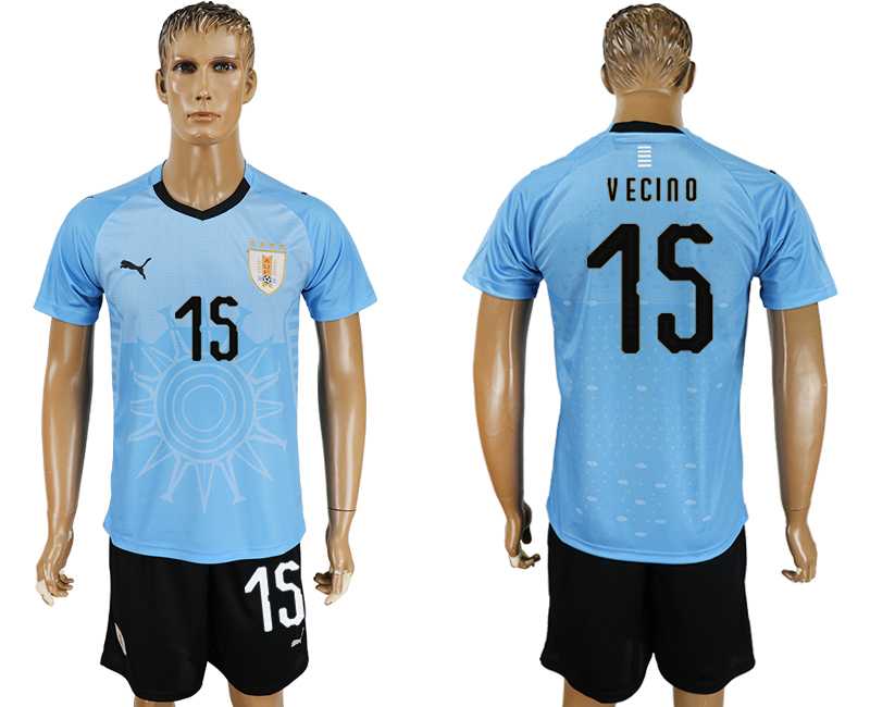 Uruguay #15 VECINO Home 2018 FIFA World Cup Soccer Jersey