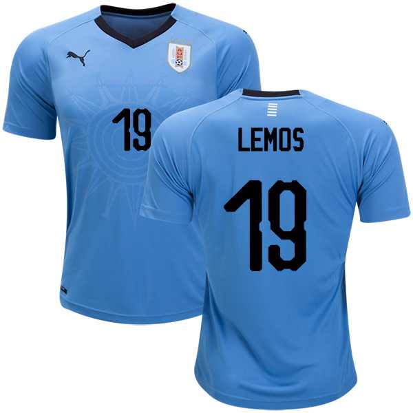 Uruguay #19 Lemos Home Soccer Country Jersey