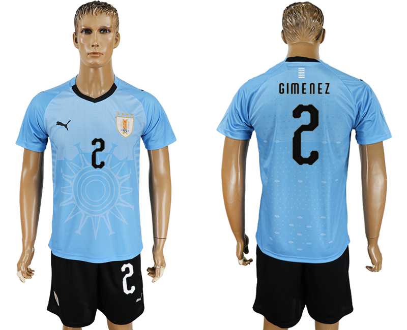 Uruguay #2 GIMENEZ Home 2018 FIFA World Cup Soccer Jersey