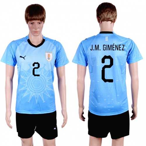 Uruguay #2 J.M.Gimenez Home Soccer Country Jersey