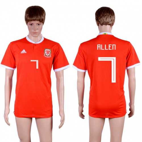 Wales #7 Allen Red Home Soccer Club Jersey