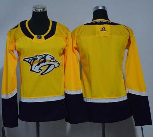 Women's Adidas Nashville Predators Blank Yellow Home Authentic Stitched NHL