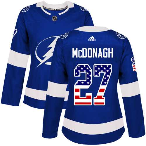 Women's Adidas Tampa Bay Lightning #27 Ryan McDonagh Blue Home Authentic USA Flag Stitched NHL Jersey