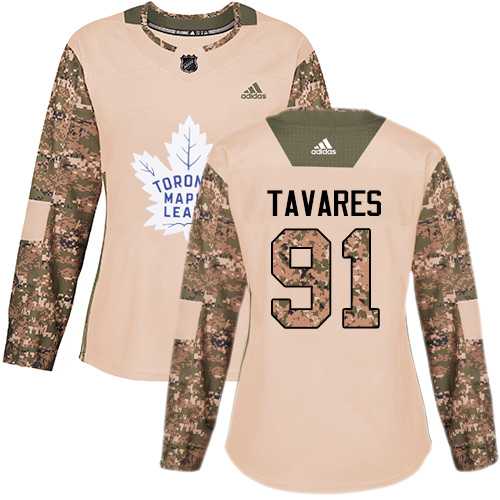 Women's Adidas Toronto Maple Leafs #91 John Tavares Camo Authentic 2017 Veterans Day Stitched NHL Jersey