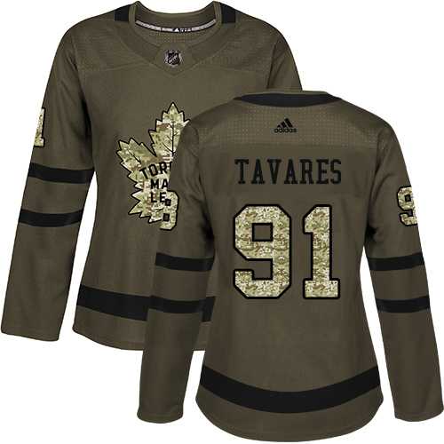 Women's Adidas Toronto Maple Leafs #91 John Tavares Green Salute to Service Stitched NHL Jersey