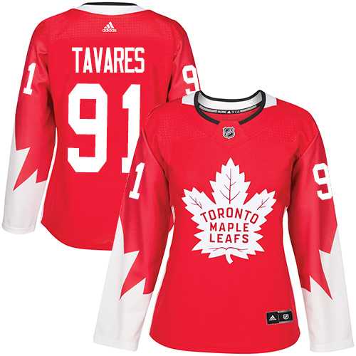 Women's Adidas Toronto Maple Leafs #91 John Tavares Red Team Canada Authentic Stitched NHL Jersey