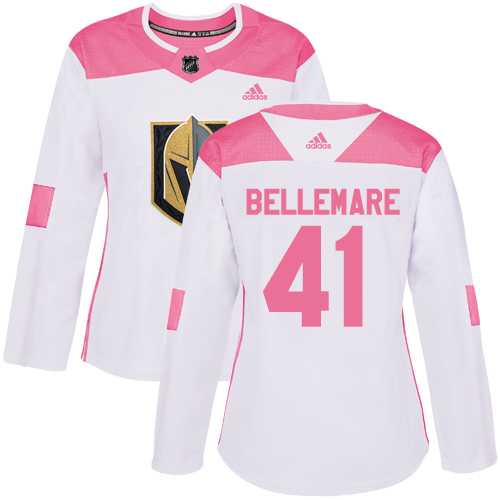 Women's Adidas Vegas Golden Knights #41 Pierre-Edouard Bellemare Authentic White Pink Fashion NHL