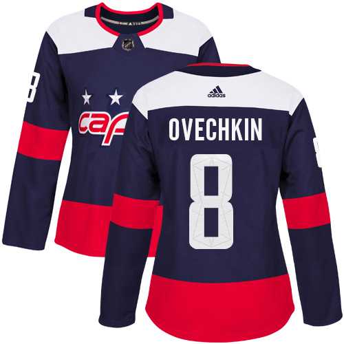 Women's Adidas Washington Capitals #8 Alex Ovechkin Navy Authentic 2018 Stadium Series Stitched NHL Jersey