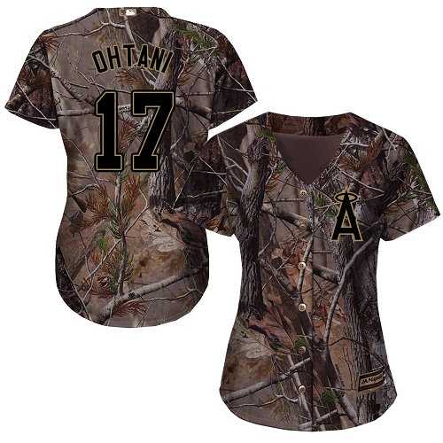Women's Angels Of Anaheim #17 Shohei Ohtani Camo Realtree Collection Cool Base Stitched MLB