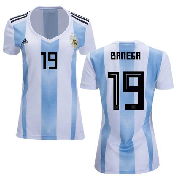 Women's Argentina #19 Banega Home Soccer Country Jersey