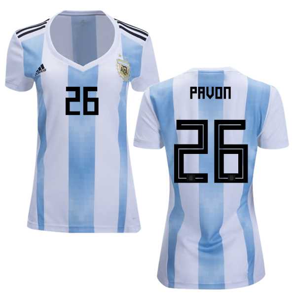 Women's Argentina #26 Pavon Home Soccer Country Jersey