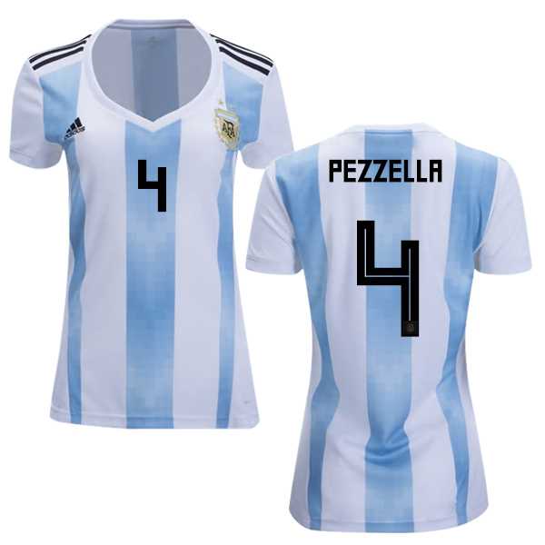 Women's Argentina #4 Pezzella Home Soccer Country Jersey
