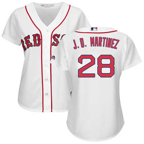 Women's Boston Red Sox #28 J. D. Martinez White Home Stitched Baseball Jersey