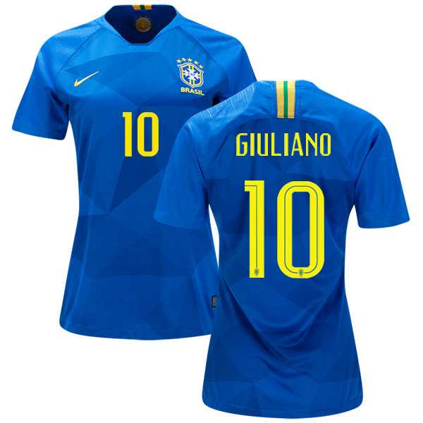 Women's Brazil #10 Giuliano Away Soccer Country Jersey