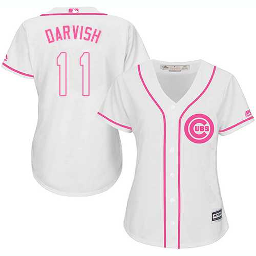 Women's Chicago Cubs #11 Yu Darvish White Pink Fashion Stitched MLB