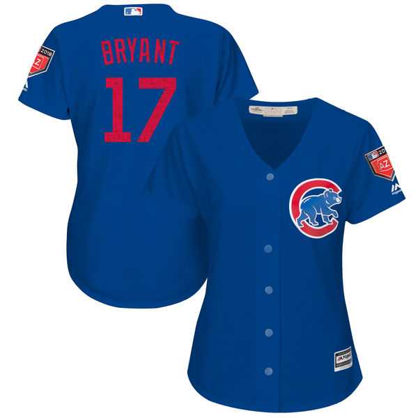 Women's Chicago Cubs #17 Kris Bryant Majestic Royal 2018 Spring Training Cool Base Player Jersey