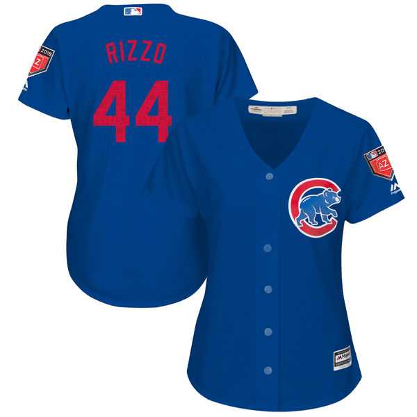 Women's Chicago Cubs #44 Anthony Rizzo Majestic Royal 2018 Spring Training Cool Base Player Jersey