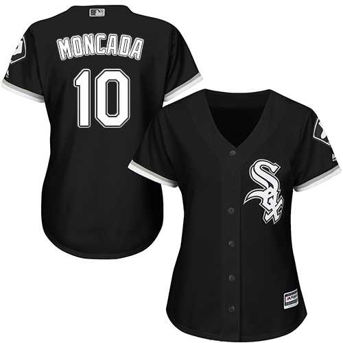 Women's Chicago White Sox #10 Yoan Moncada Black Alternate Stitched MLB