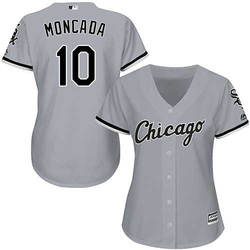 Women's Chicago White Sox #10 Yoan Moncada Grey Road Stitched MLB