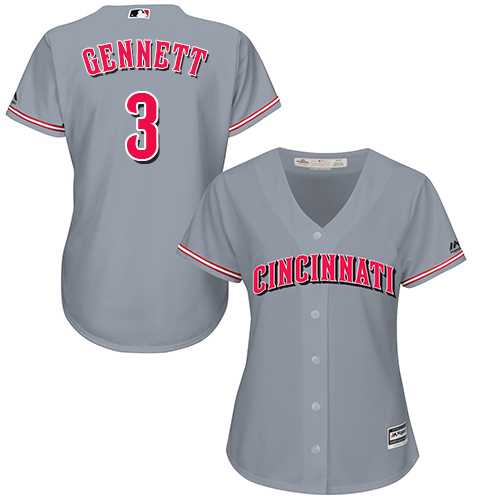 Women's Cincinnati Reds #3 Scooter Gennett Grey Road Stitched MLB