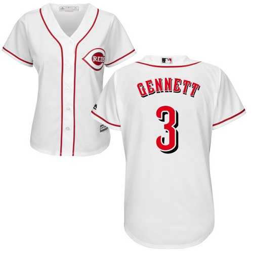 Women's Cincinnati Reds #3 Scooter Gennett White Home Stitched MLB