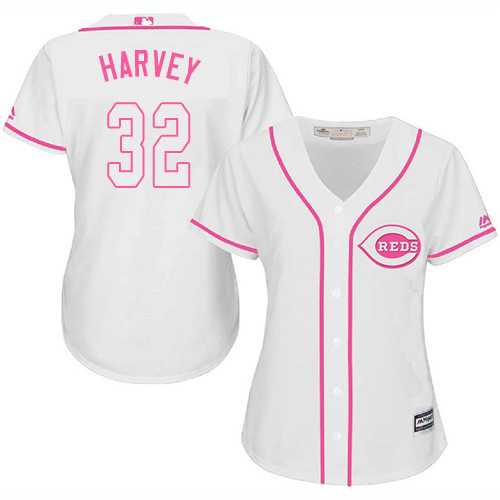 Women's Cincinnati Reds #32 Matt Harvey White Pink Fashion Stitched MLB