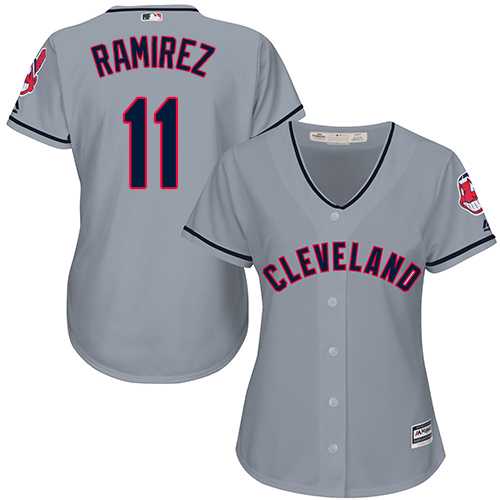Women's Cleveland Indians #11 Jose Ramirez Grey Road Stitched MLB Jersey