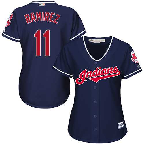 Women's Cleveland Indians #11 Jose Ramirez Navy Blue Alternate Stitched MLB Jersey Women's Cleveland Indians #11 Jose Ramirez Navy Blue Alternate Stitched MLB Jersey