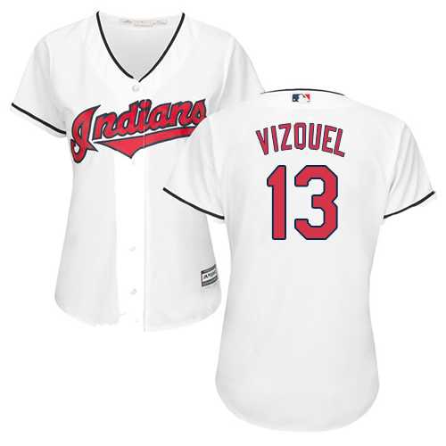 Women's Cleveland Indians #13 Omar Vizquel White Home Stitched MLB Jersey