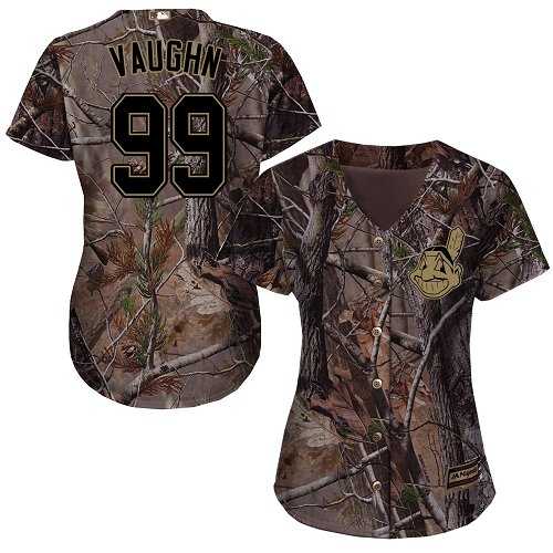 Women's Cleveland Indians #99 Ricky Vaughn Camo Realtree Collection Cool Base Stitched MLB
