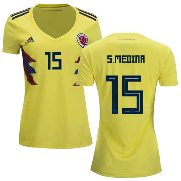 Women's Colombia #15 S.Medina Home Soccer Country Jersey