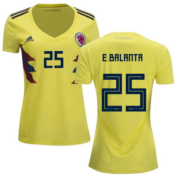 Women's Colombia #25 E.Balanta Home Soccer Country Jersey
