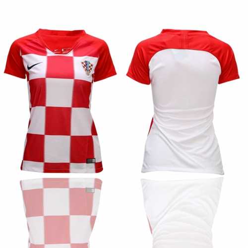Women's Croatia Blank Home Soccer Country Jersey