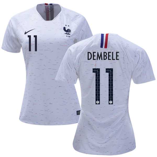 Women's France #11 Dembele Away Soccer Country Jersey