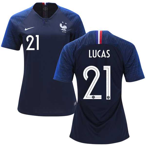 Women's France #21 Lucas Home Soccer Country Jersey