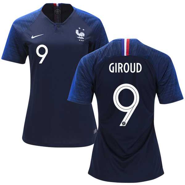 Women's France #9 Giroud Home Soccer Country Jersey
