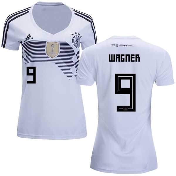 Women's Germany #9 Wagner White Home Soccer Country Jersey