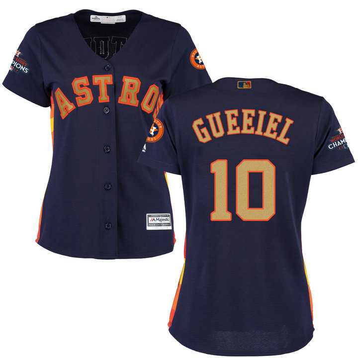 Women's Houston Astros #10 Yuli Gurriel Navy 2018 Gold Program Cool Base Stitched Baseball Jersey