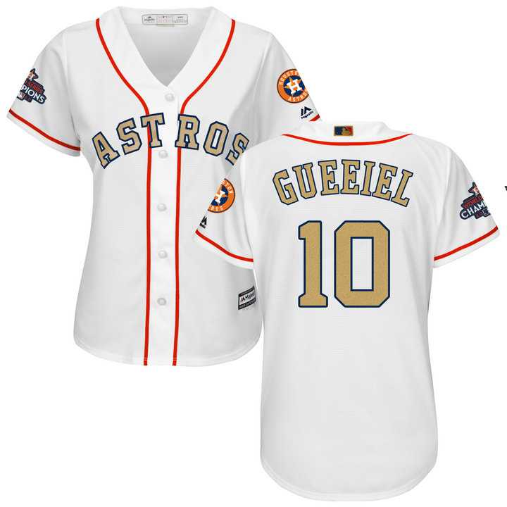 Women's Houston Astros #10 Yuli Gurriel White 2018 Gold Program Cool Base Stitched Baseball jersey